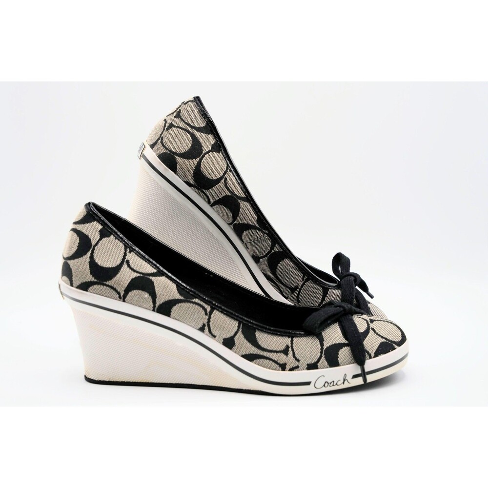 Rare Y2K Vintage Coach Heel Wedges Diaz Black / White US 8.5